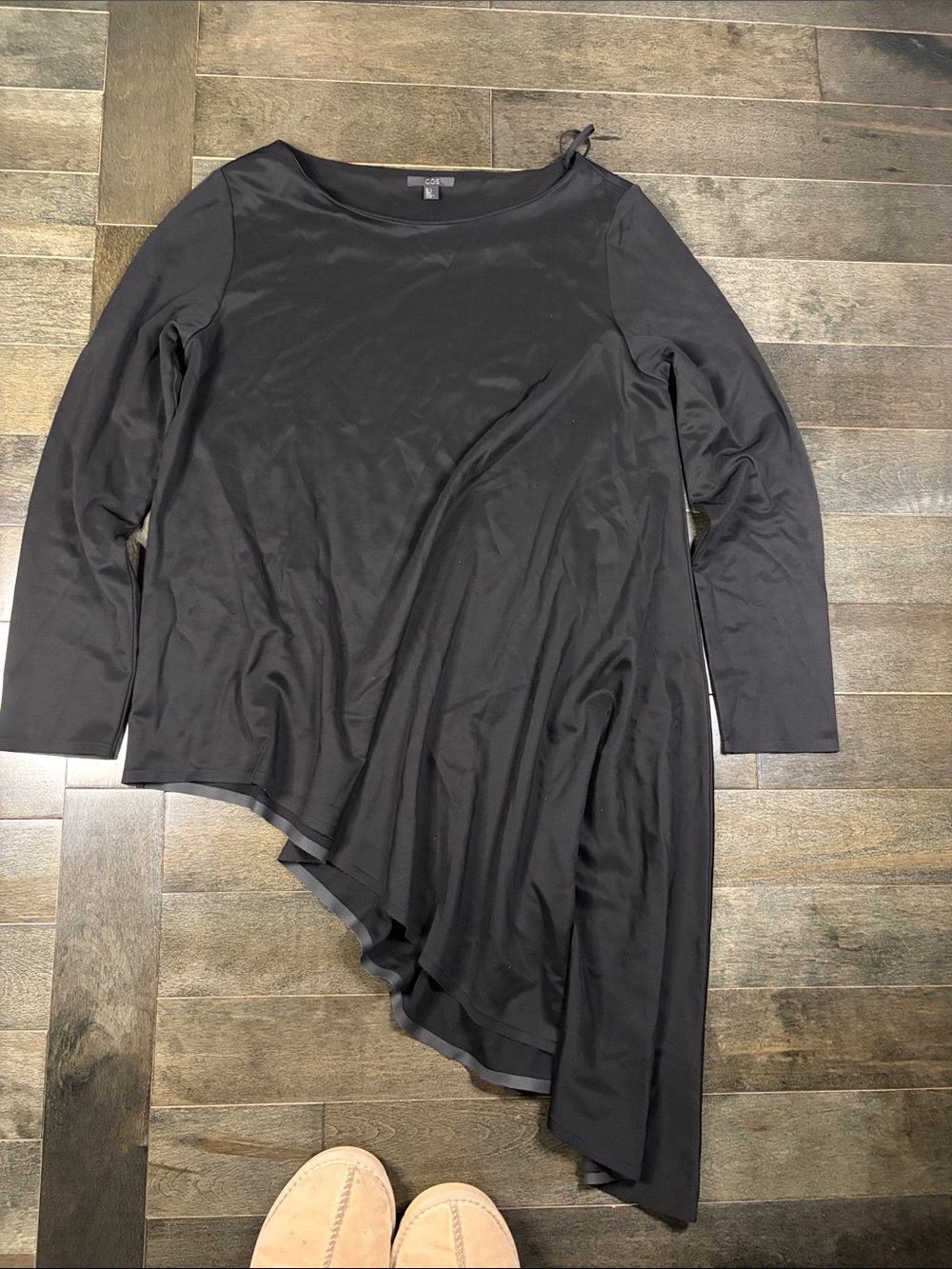 COS Black Asymmetric Long Sleeve Tunic Top – Size L